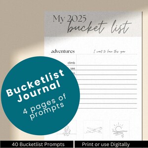 Diario minimalista con lista de deseos para 2025: estética neutra con 40 indicaciones inspiradoras. Versión en PDF imprimible o digital en tamaños Carta de EE. UU. y A4.