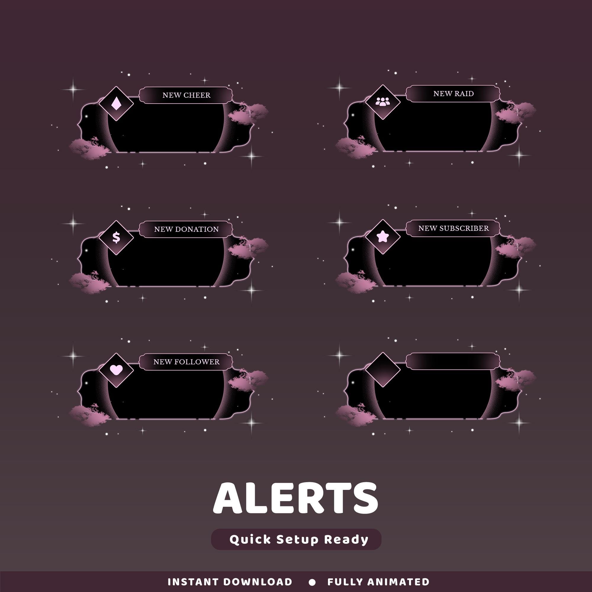 Eclipse of Amethyst Animated Alert Twitch Overlay Package, Purple ...