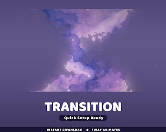 Stardust Veil Animated Stinger Transition Twitch Overlay Package, Water Color Transition, Purple Twitch Overlay, Purple Vtuber Transition