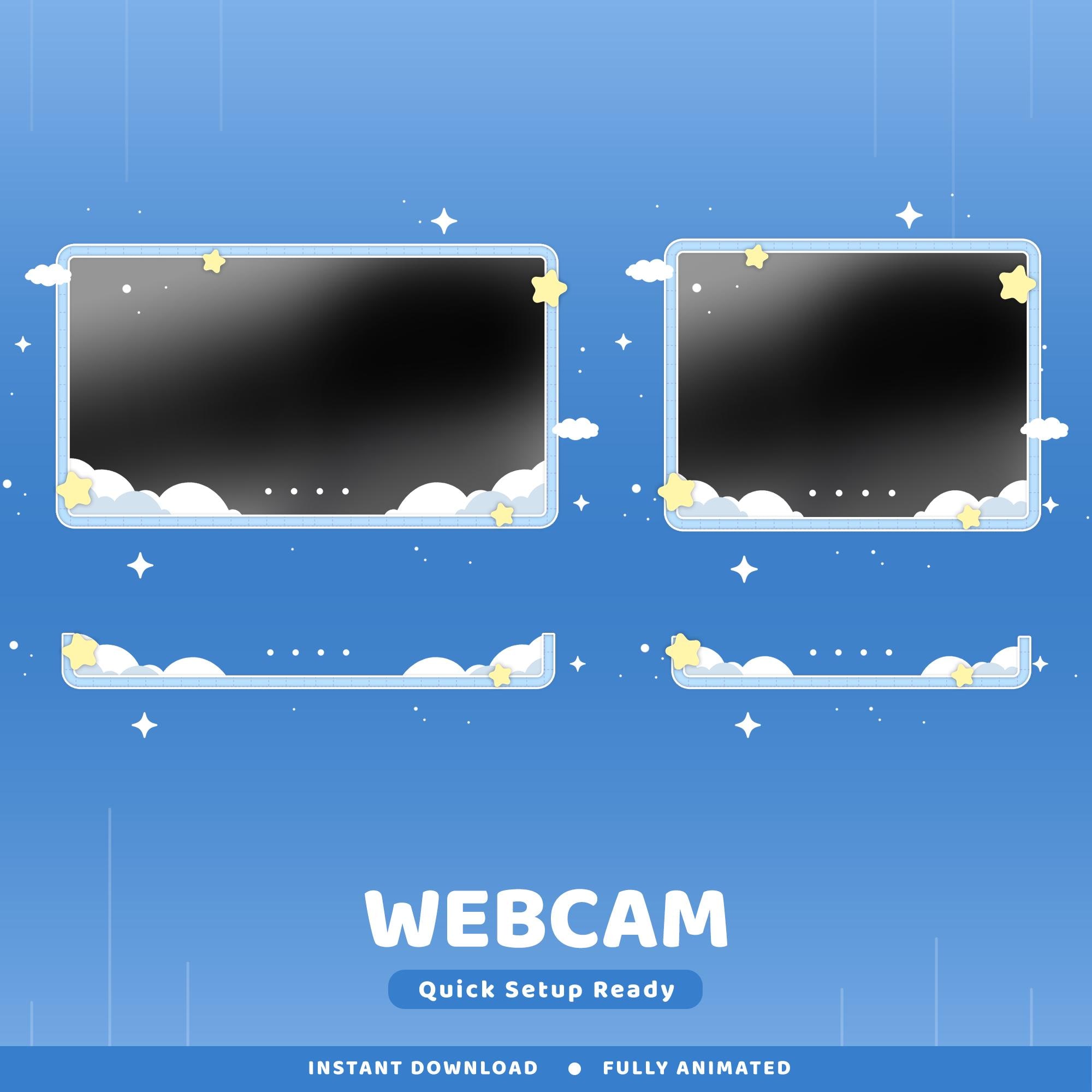 Twinkle Clouds Animated Twitch Overlay Package, Blue Aesthetic Twitch ...