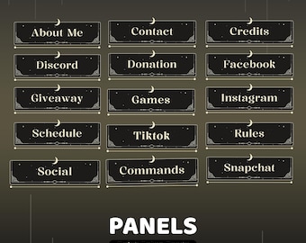 Radiant Cosmos Static Panel Twitch Overlay Package, Celestial Twitch Panels, Lunar Stream Panels, Night Sky Overlay, Moon And Stars Panels