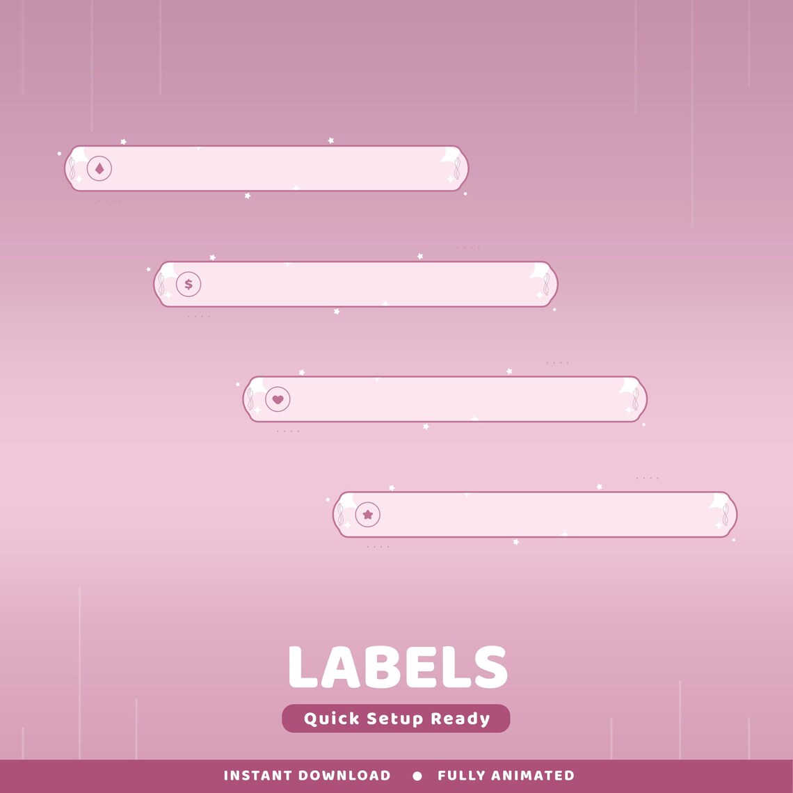 Pink Spark Animated Twitch Overlay Package, Pink Soft Aesthetic Twitch ...