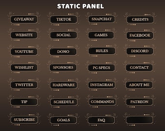 Orbit Gold Static Panel Twitch Overlay Package,  Black Golden Overlay, Constellation Design, Moon Phase Panels, Stars Night Sky Aesthetic