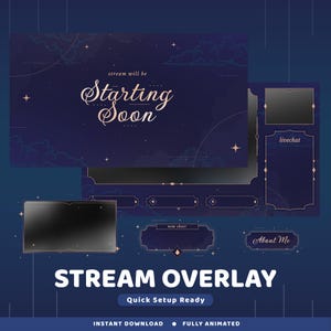 Celestial Skyline Animated Twitch Overlay Package, Stream Overlay Celestial Vibes, Minimalist Stream, Dreamy Theme, Night Sky Vibes Twitch