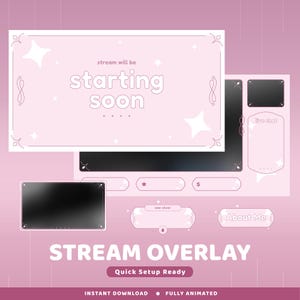 Pink Spark Animated Twitch Overlay Package, Pink Soft Aesthetic Twitch Overlay, Kawaii Background, Feminine Stream Design, Soft And Cute