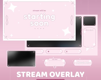Pink Spark Animated Twitch Overlay Package, Pink Soft Aesthetic Twitch Overlay, Kawaii Background, Feminine Stream Design, Soft And Cute