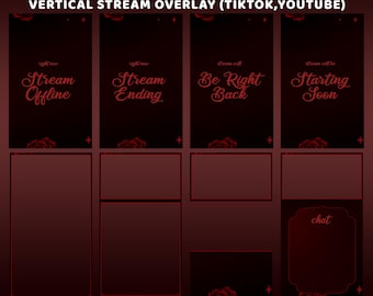 Vintage Gothic Rose Animated Tiktok Overlay Stream Package, Elegant Floral Gaming Overlay, Twitch Design, Streamer Assets, Stream Bundle
