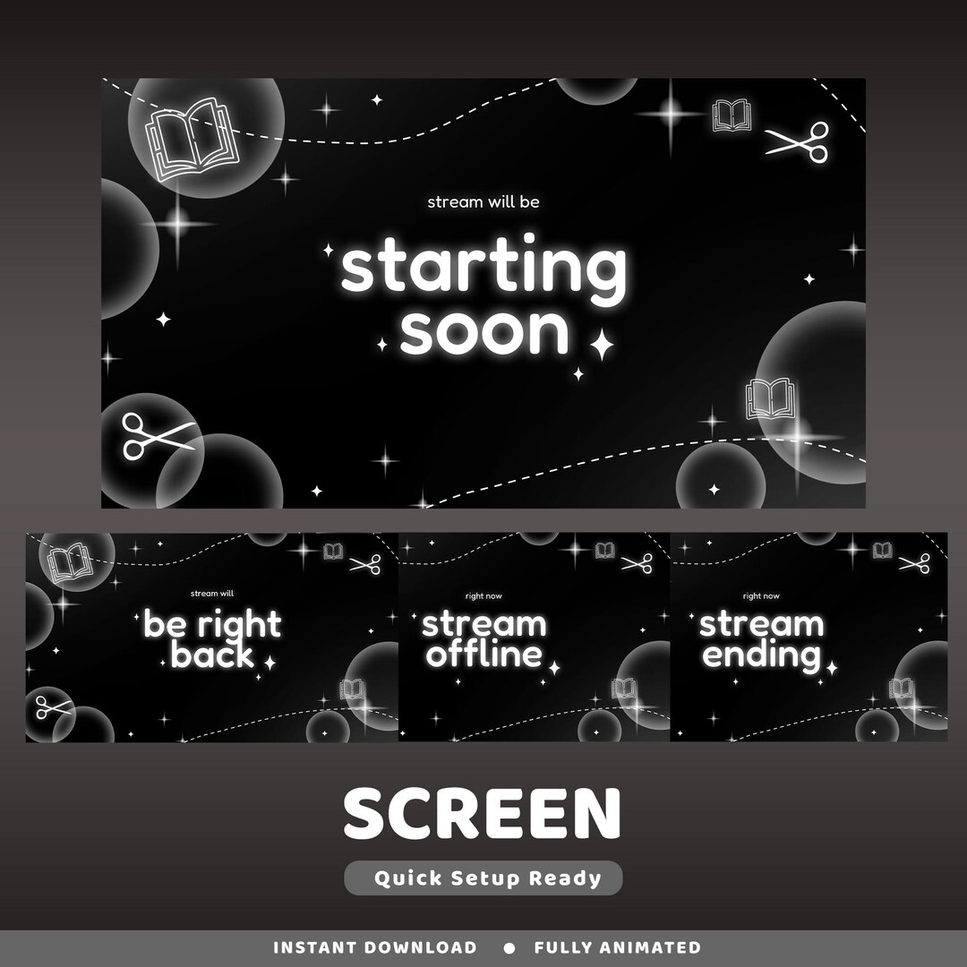 Midnight Workshop Animated Screen Overlay Package, Black White Overlay ...