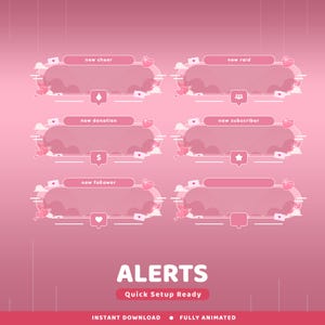 Blush of Love Animated Alert Twitch Overlay Package, Animation Alert, Valentine Vtuber Overlay, Love Pastel,Cute Pink Animated Twitch Stream