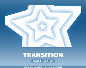 Soft Galaxy Animated Stinger Transition Twitch Overlay Package, Soft Blue Stream Transition, Star Overlay Transition, Cute Stream Transition