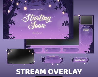 Lantern Forest Animated Twitch Overlay Package, Forest Overlay, Fairy Lights Overlay, Cozy Overlay, Soft Glow Overlay, Starlight Overlay