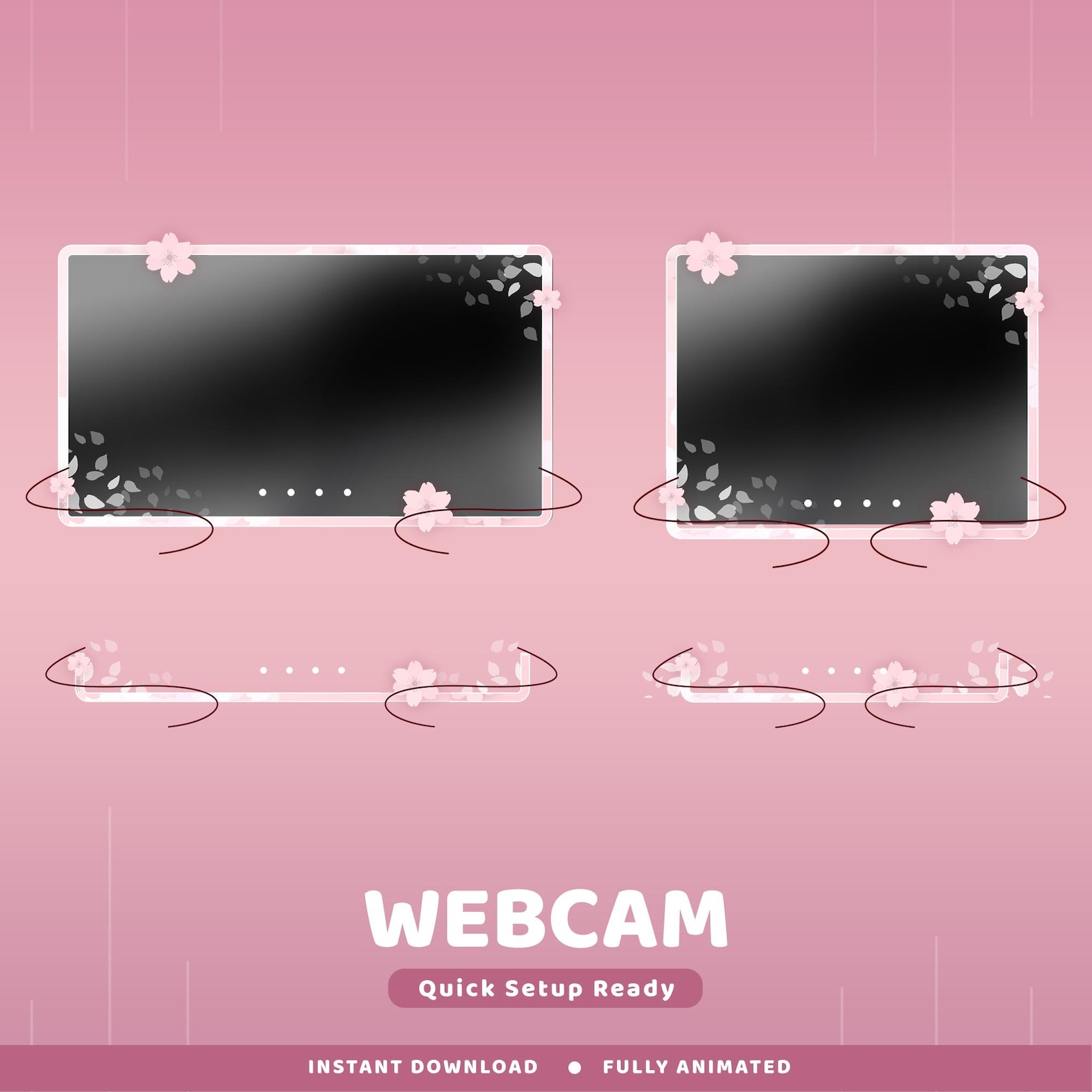 Rosy Drift Animated Twitch Overlay Package, Pink Aesthetic Twitch ...