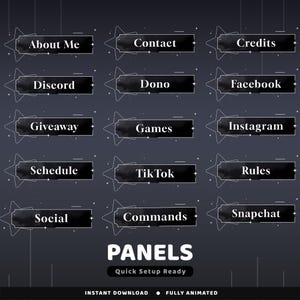 Dreaming Galaxy Static Panel Twitch Overlay Package, Black White Twitch Panel Overlay, Dark Mode Streamer Kit, Starry Night Gaming Overlay