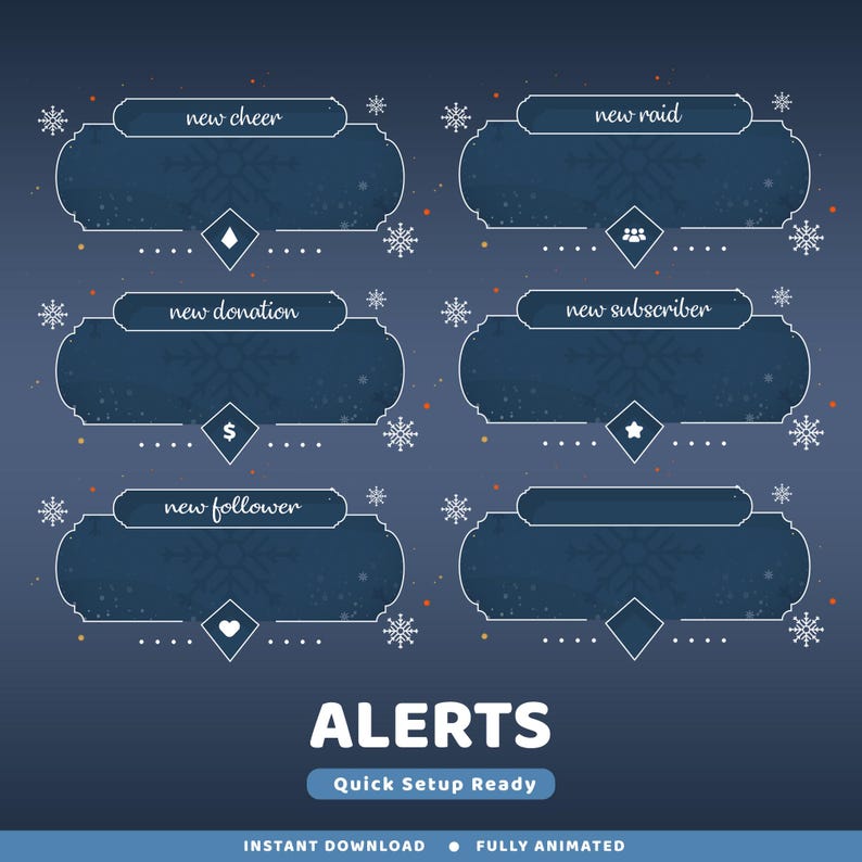 Winter Sparkle Animated Alert Twitch Overlay Package, Blue, Overlay ...