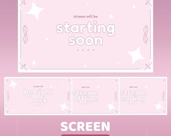 Paquete de superposiciones de pantalla animadas con chispa rosa, superposición de transmisión rosa, transmisión linda, superposición estética, superposición de transmisión minimalista, transmisión kawaii