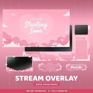 Blush of Love Animated Twitch Overlay Package, Valentine Special Stream Overlay, Love Stream, Pink Aesthetic Twitch Overlay,Gaming With Love