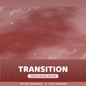 May include: A digital graphic with a reddish-brown background featuring a textured brick-like pattern and white swirling designs. The word "TRANSITION" is displayed in large white letters, with "Quick Setup Ready" below. The words "INSTANT DOWNLOAD" and "FULLY ANIMATED" are at the bottom.