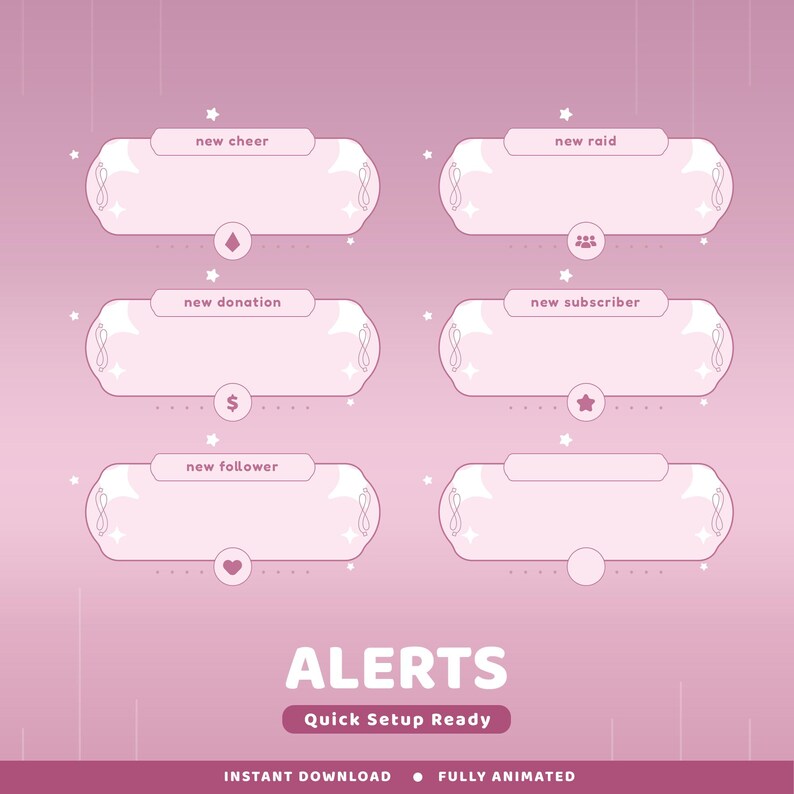 Pink Spark Animated Twitch Overlay Package, Pink Soft Aesthetic Twitch ...