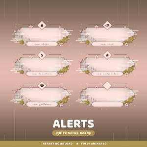Peach Petals Animated Alert Twitch Overlay Package, Animation Alert Sakura, Nature Vtuber Overlay, Cherry Petals, Animated Twitch Overlay