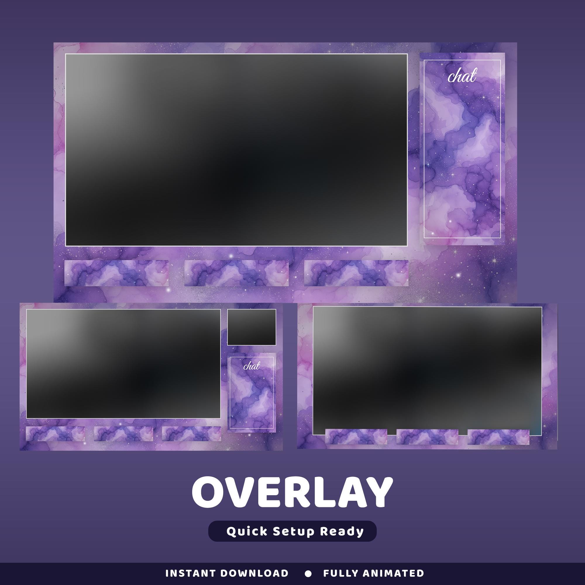 Stardust Veil Animated Twitch Overlay Package, Galaxy Vtuber, Nebula ...