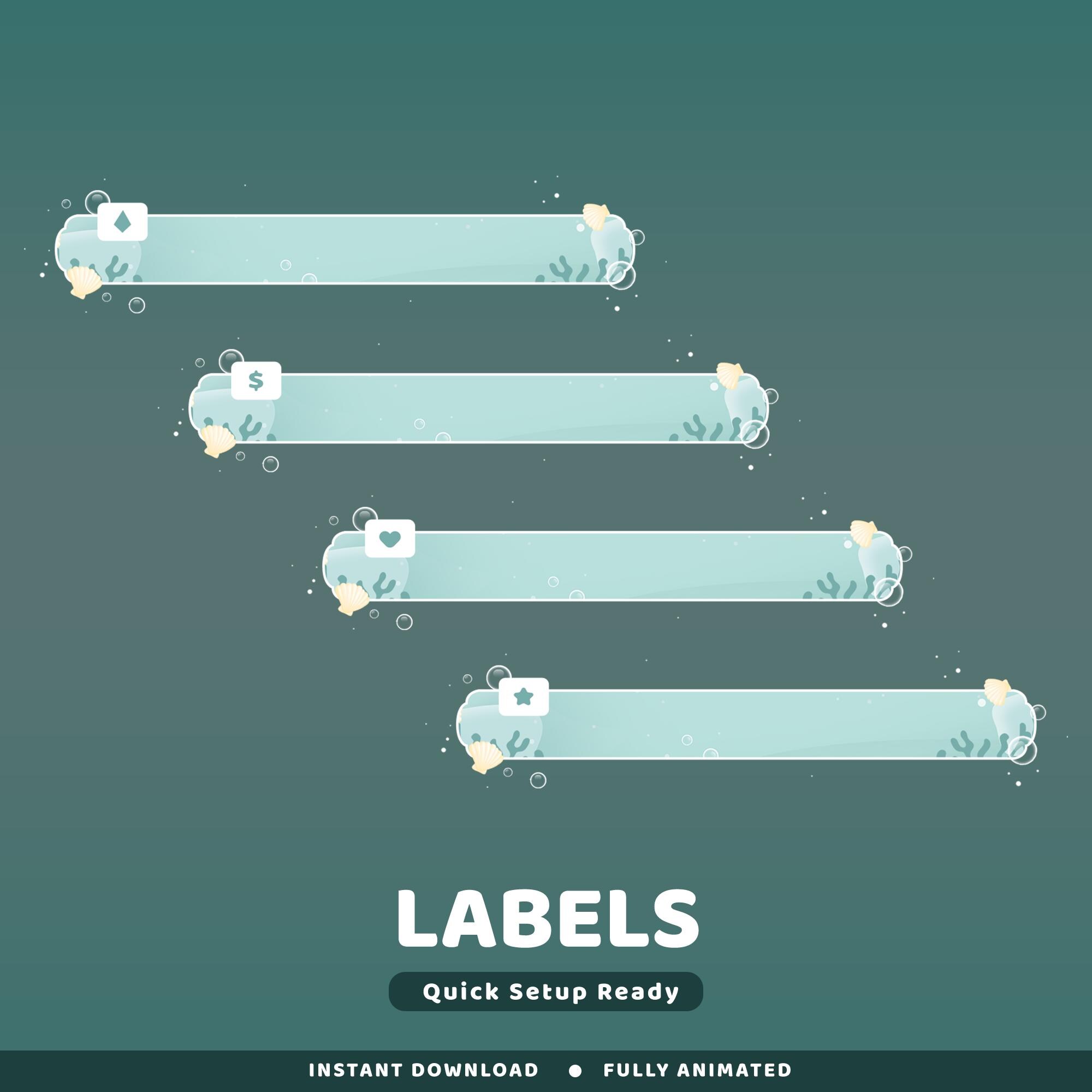 Shell Dispenser Overlay Bubble Sea Animated Twitch Overlay Package, Underwater Twitch Design ...