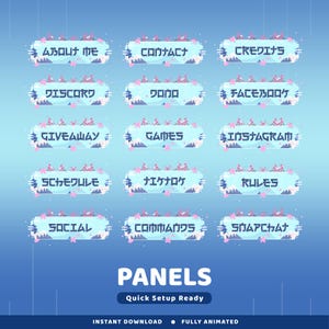 Japan Blossoms Static Panel Twitch Overlay Package, Panel Flower Sakura, Japan Vtuber Overlay, Kawaii Cherry Blossom Twitch, Pastel Panel