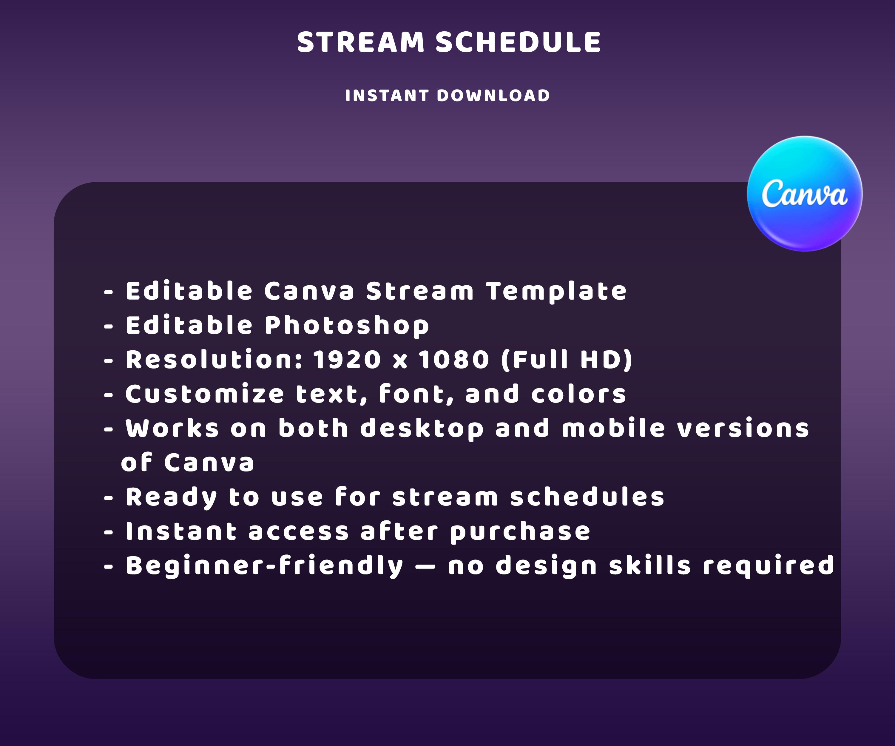 Violet Horizon Stream Schedule Overlay Package, Twitch Schedule, Soft ...