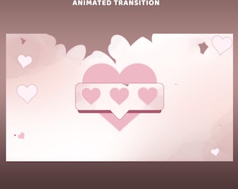 Heart Glow Animated Stinger Transition Twitch Overlay Package, Pink Heart Theme, Feminine Overlay, Pastel Gamer Girl, OBS Streamlab Setup