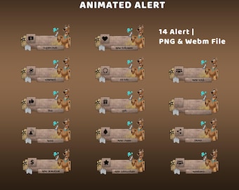 Urban Graffiti Dog Animated Alert Twitch Overlay Package, Brown Twitch Alert Overlay, Cartoon Dog, Spray Paint Style, Street Stream Overlay