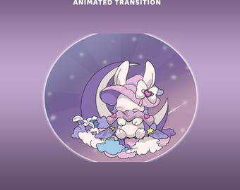 Starlight Bunny Animated Stinger Transition Twitch Overlay Package, Sleepy Bunny Stream Vtuber, Moon Transition, Pink Purple Aesthetic