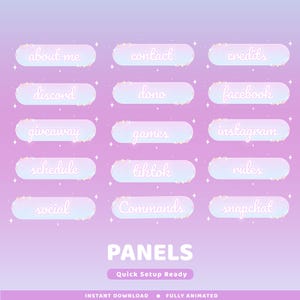 Pacchetto di sovrapposizioni per Twitch con pannello statico Bubble Star, sovrapposizione di flusso pastello, pannelli Twitch carini, pannelli Twitch femminili, pannello Vtuber bianco kawaii