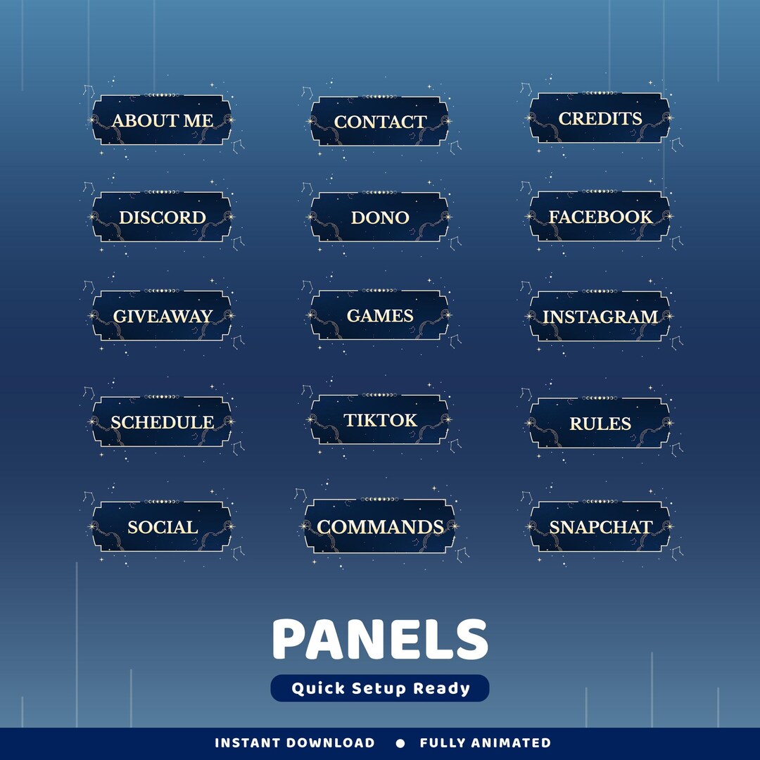 Moon Phase Static Panel Twitch Overlay Package, Galaxy Panel Overlay ...