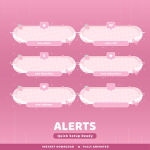 Sweet Lace Animated Alert Twitch Overlay Package, Animated Alert Pastel Aesthetic, Gaming Alerts Pink, Twitch Streamer Kawaii, Stream Decor