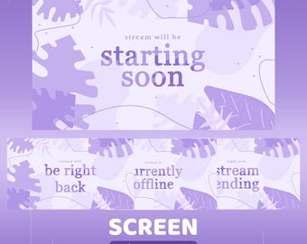 Purple Serenity Animated Screen Overlay Package, Animation Scene Nature Forest, Purple Overlay, Leaf Twitch, Nature Screen Twitch Overlay