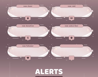 Cozy Aesthetic Animated Alert Twitch Overlay Package, Animated Alert Pastel Aesthetic, Gaming Alerts Pink,Twitch Streamer Kawaii,Stream Cozy