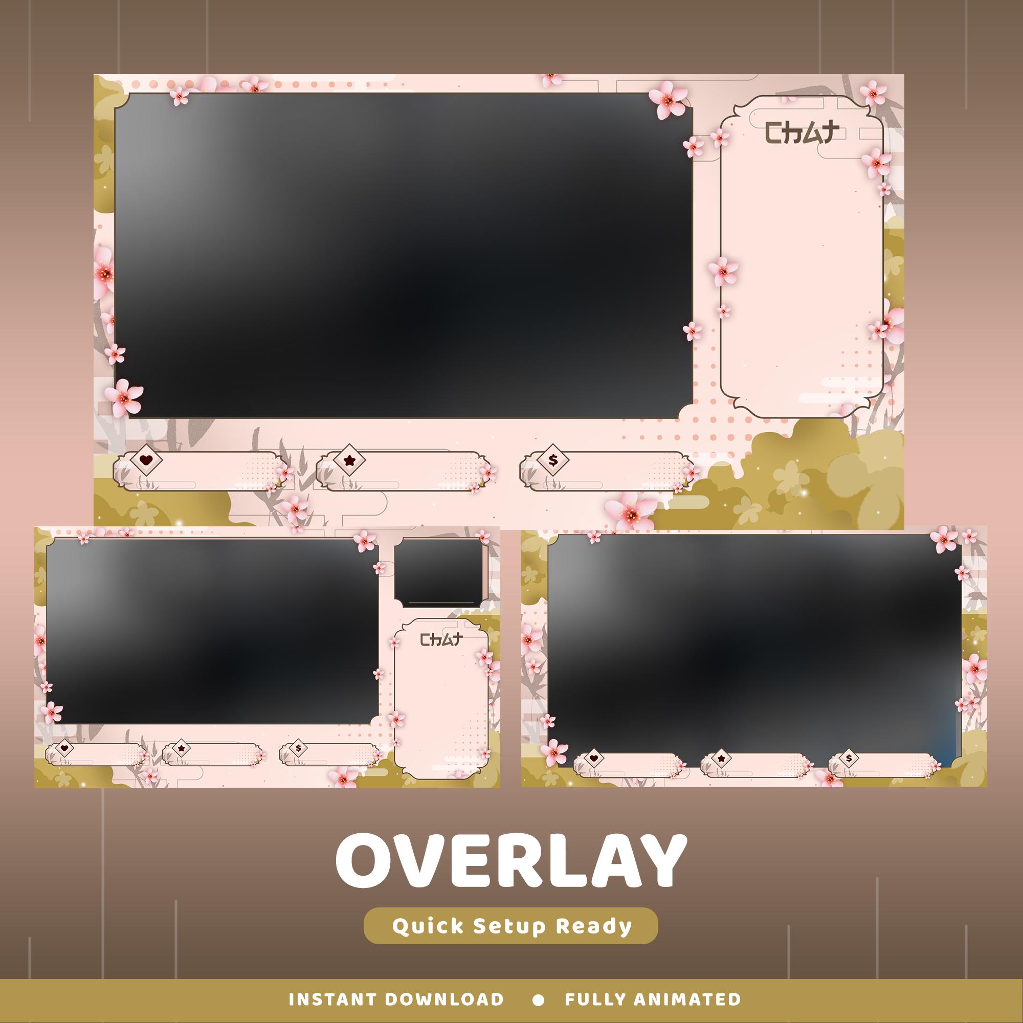 Peach Petals Animated Twitch Overlay Package, Cherry Blossom Gaming ...