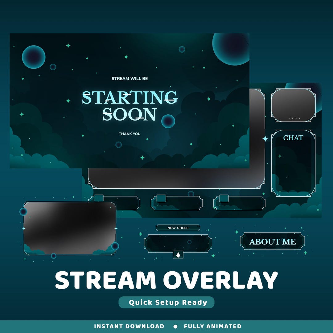 Orbit Veil Animated Twitch Overlay Package, Galaxy Stream Overlay ...