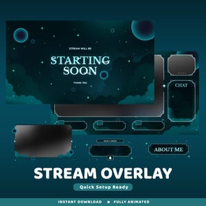 Animerat Twitch-överläggspaket för Orbit Veil, Galaxy Stream-överlägg, Moonlight Vtuber, Night Sky Stream, Astral Twitch-design, Kosmisk design