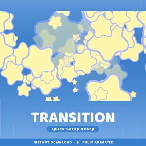 Twinkle Clouds Animated Stinger Transition Twitch Overlay Package, Animation Transition Star, Pastel Yellow Transition, Aesthetic Stream