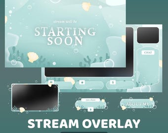 Bubble Sea Animated Twitch Overlay Package, Underwater Twitch Design, Shell Overlay, Cute Ocean Overlay, Aquatic Overlay, Animated Overlay