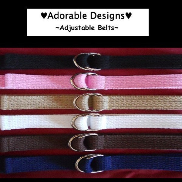 Boy/Girl  Childrens/Toddler/Kids  Adjustable D Ring Belts Perfect for School Uniforms- Many Sizes and Many Colors!