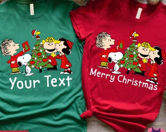 Custom Family Christmas Cartoon Tree Shirt: Matching Anime Group Tee