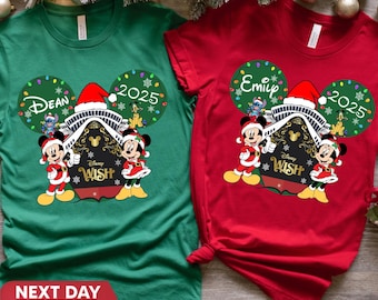 Chemise croisière de Noël Disney personnalisée : t-shirt Mickey et Minnie pour les fêtes de fin d'année, rêve Disney