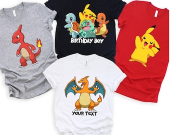 T-shirt Poke mon anniversaire personnalisé : t-shirts personnalisés animés pour la famille