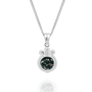 Silver Harp Pendant with Holy Land of Israel Gemstones, 925 Sterling Silver David Harp Necklace for Jewish Woman, Judaica Pendant for Her
