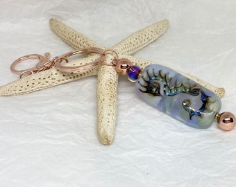 Lampwork Seahorse Glass Bead Handbag Charm or Keychain