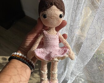 Amigurumi Crochet Doll Ballerina Pink White