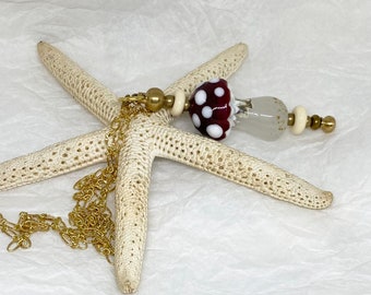Lampwork Mushroom Toadstool Glass Pendant Necklace