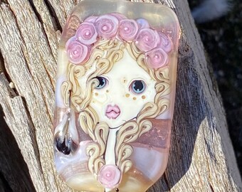 Handmade Lampwork Doll Angel Glass Bead