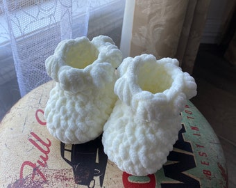 Baby Booties Crochet White